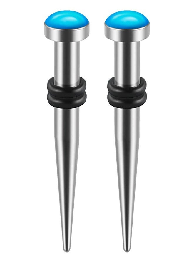 Decentraland 2PCS 3mm(8G) Stainless Steel Pointed Cone Blue Flash Oil Dripping Electroplated Solid Ear Expander Ear Gauge Stretch Taper Plug - Image 1